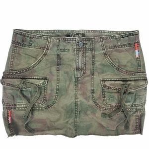 Lucky Brand Camo Mid Rise Easy Fit Cargo Mini Skirt SZ 26